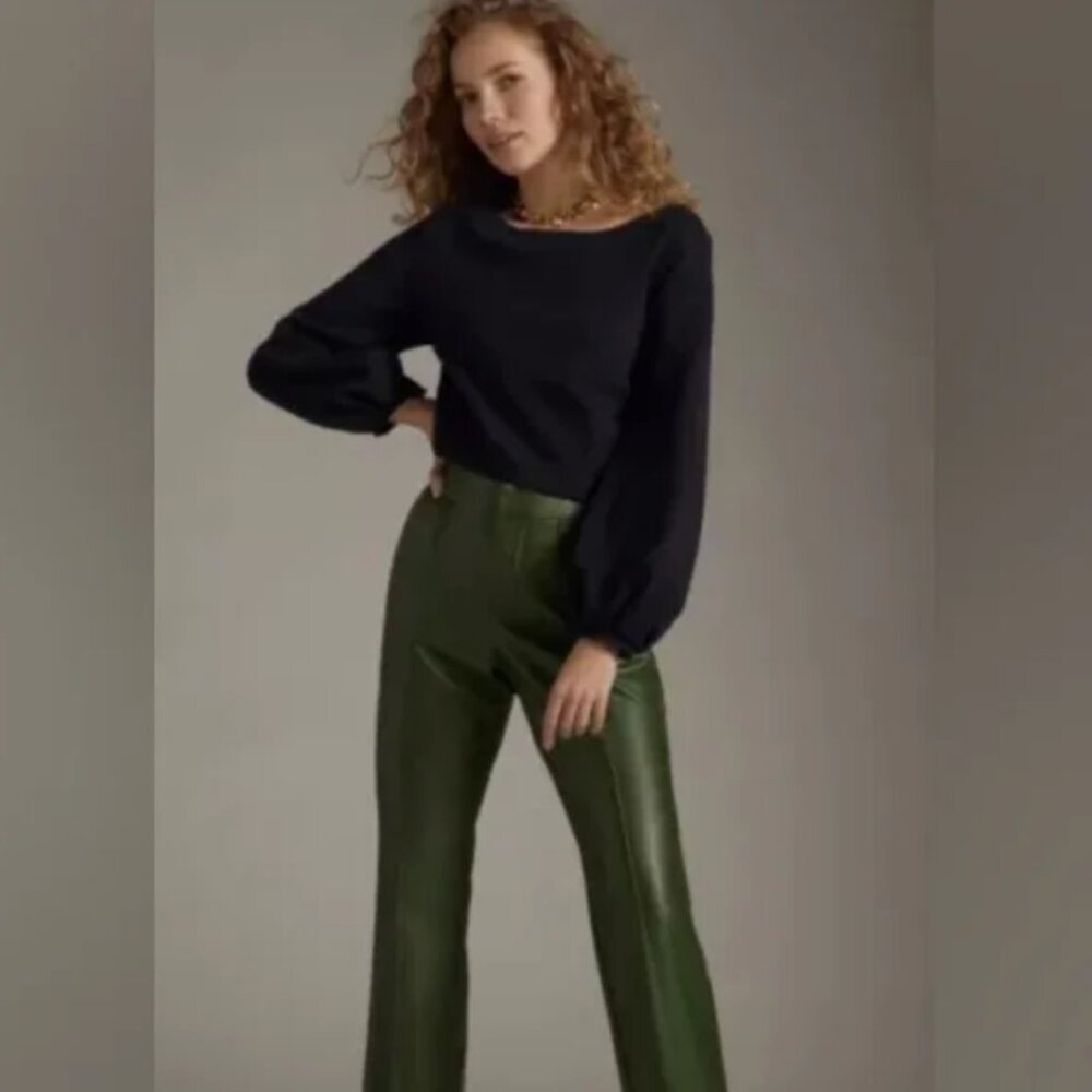 Maeve Anthropologie Tie Back Ponte Pullover Sweatshirt Top in Black Medium - Picture 4 of 11